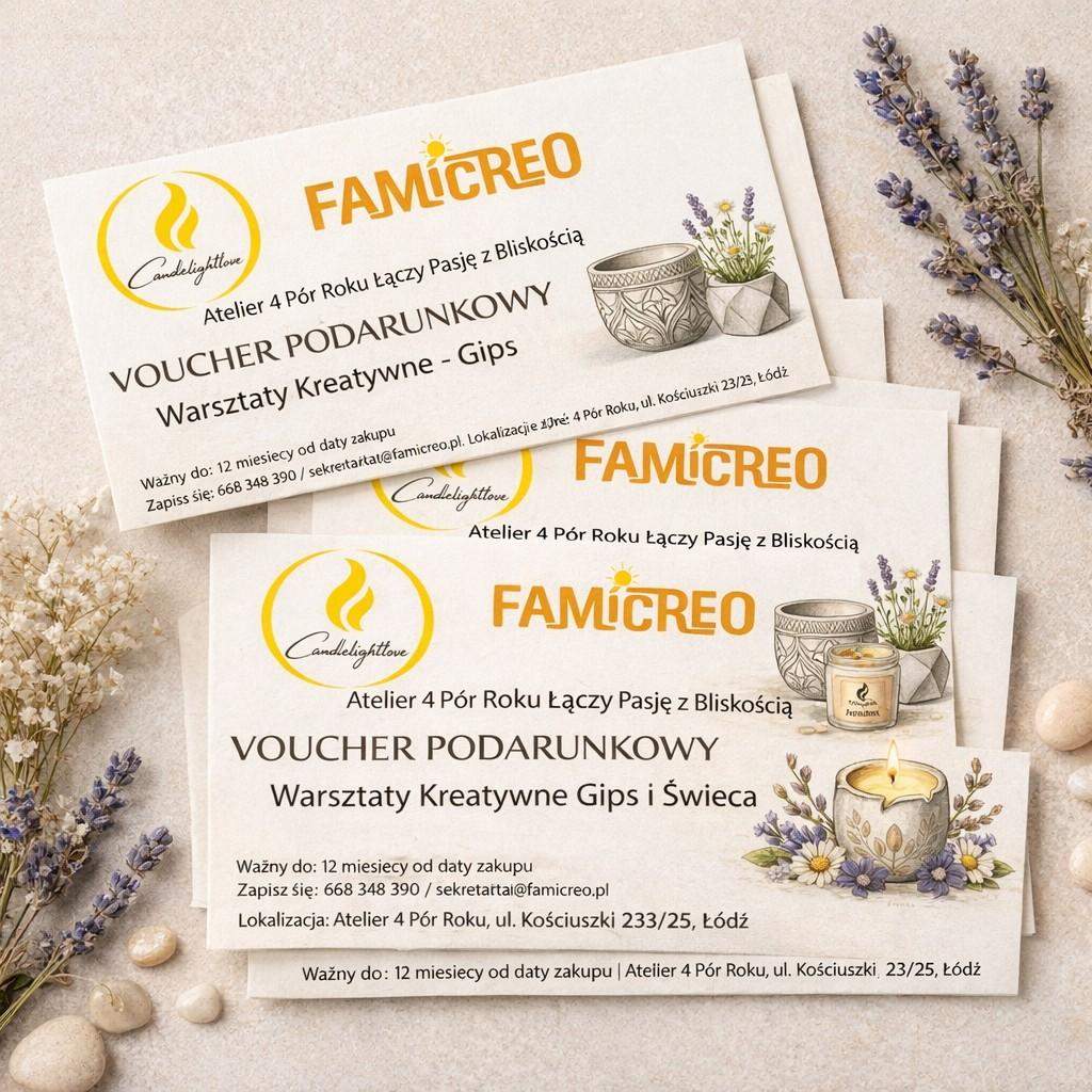 Voucher Podarunkowy Warsztaty Kreatywne - Gips i Świeca 0