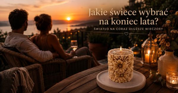 para na tarasie o zachodzie słońca i świeca